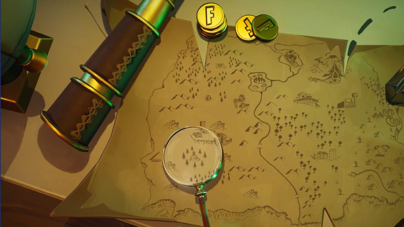 Search the Treasure Map Magnifying Glass in Fortnite