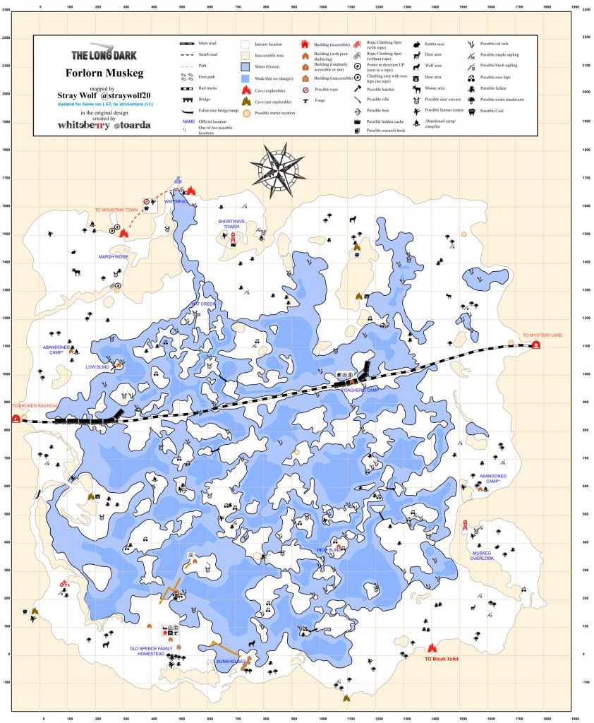forlorn muskeg map the long dark 842x1024 - Region Maps and Transition Zones - The Long Dark