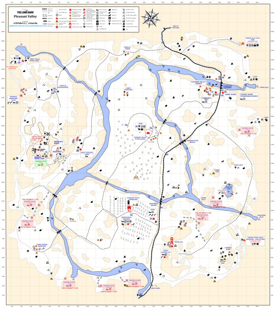 pleasant valley map the long dark 912x1024 - Region Maps and Transition Zones - The Long Dark