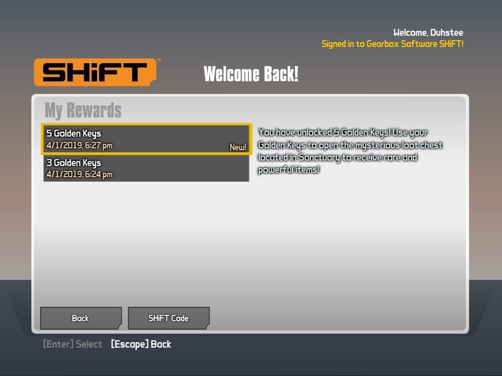 Rewards 1024x768 - How to Claim SHiFT Codes in Borderlands