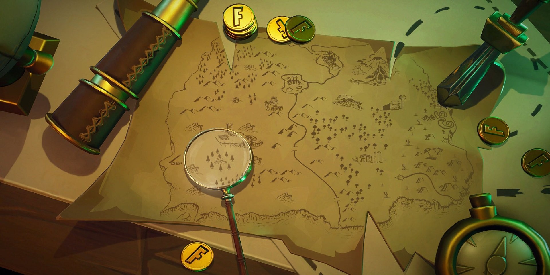 Search Where the Knife Points on the Treasure Map in Fortnite Guide Stash