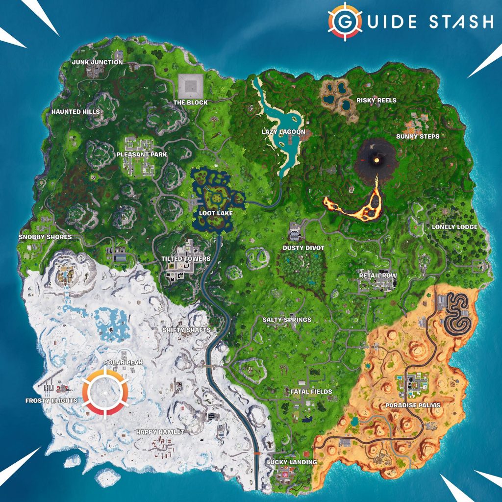 Ice Sculptures Fortnite Map 1024x1024 - Where to Dance Between Three Ice Sculptures in Fortnite