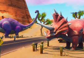 Where to Dance Between Three Dinosaurs in Fortnite
