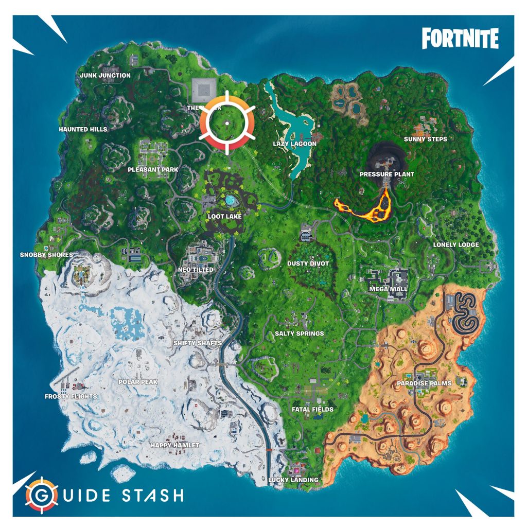 Fortbyte 7 Rocky Umbrella Cuddle Emoticon Fortnite Map 1024x1024 - Where to Find Fortbyte 7 in a Rocky Umbrella in Fortnite