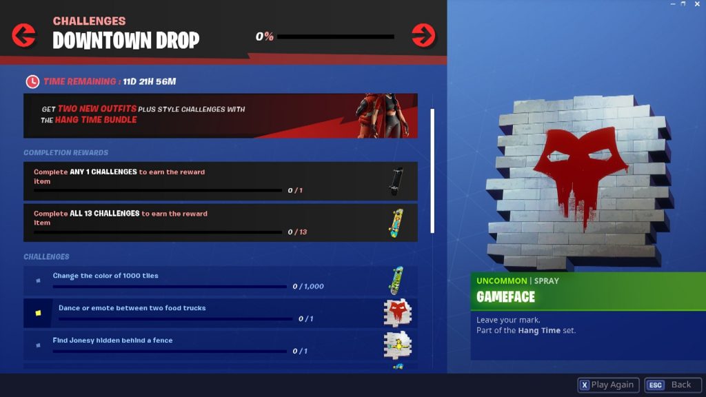 Fortnite Downtown Drop Gameface Spray 1024x576 - Where to Dance or Emote Between Two Food Trucks in Fortnite