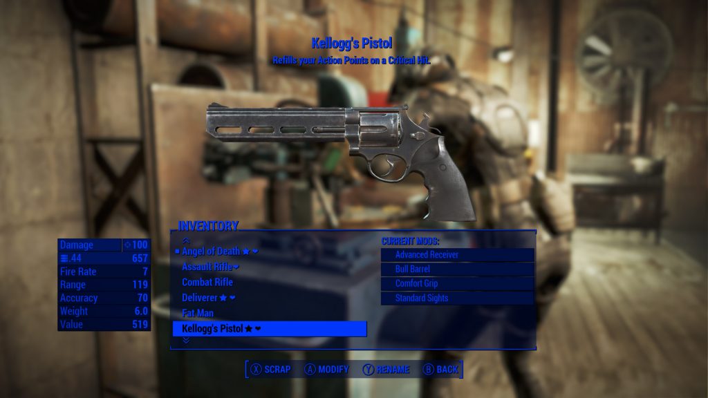 kelloggs pistol fallout 4 1024x576 - Best Unique and Legendary Weapons in Fallout 4