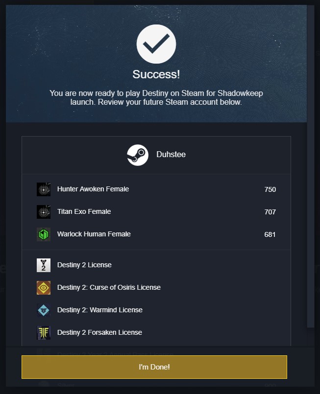 Link Successful - How to Link Blizzard and Steam Accounts for Destiny 2