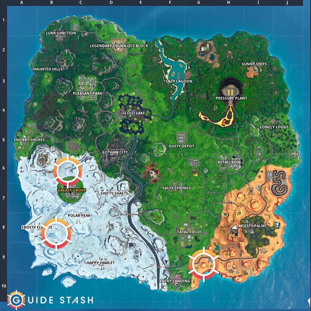 Bullseye Locations Map Fortnite 1024x1024 - Where to Land on Bullseyes in Fortnite
