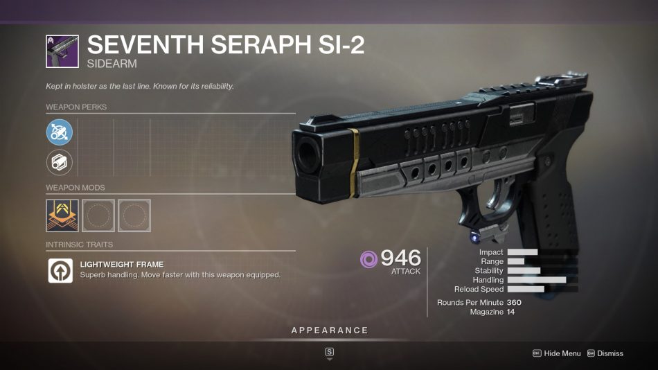 Seventh Seraph SI2 God Roll Destiny 2 Guide Stash