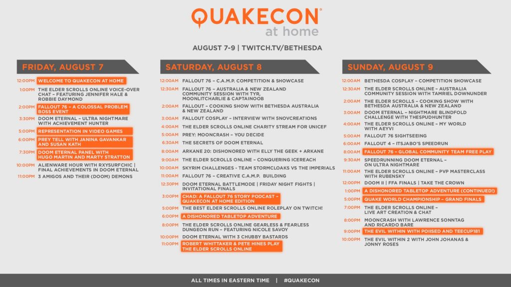 QuakeCon at Home Full Schedule 1024x576 - QuakeCon at Home Digital Event Schedule Revealed
