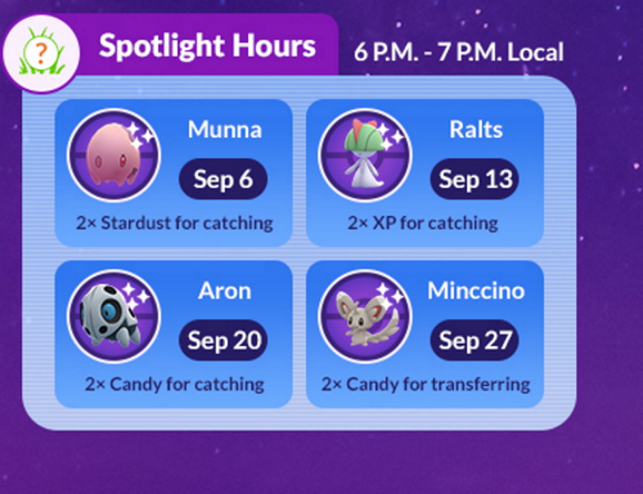 Spotlight Hour September - Spotlight Hour September 2022 - Pokémon GO￼